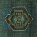 Square Persian Turquoise Traditional Rug, tr1528turq