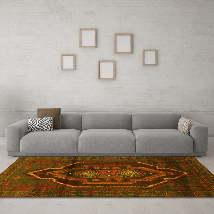 Machine Washable Persian Yellow Traditional Rug in a Living Room, wshtr1528yw