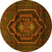 Round Persian Yellow Traditional Rug, tr1528yw