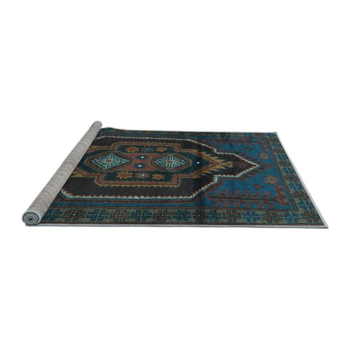 Sideview of Machine Washable Persian Light Blue Traditional Rug, wshtr1528lblu