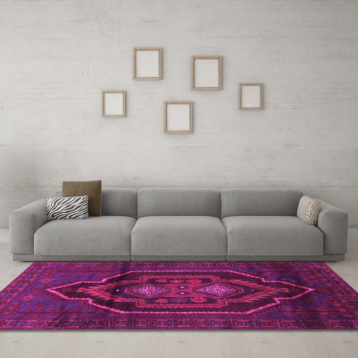 Machine Washable Persian Pink Traditional Rug in a Living Room, wshtr1528pnk