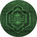 Round Persian Emerald Green Traditional Rug, tr1528emgrn