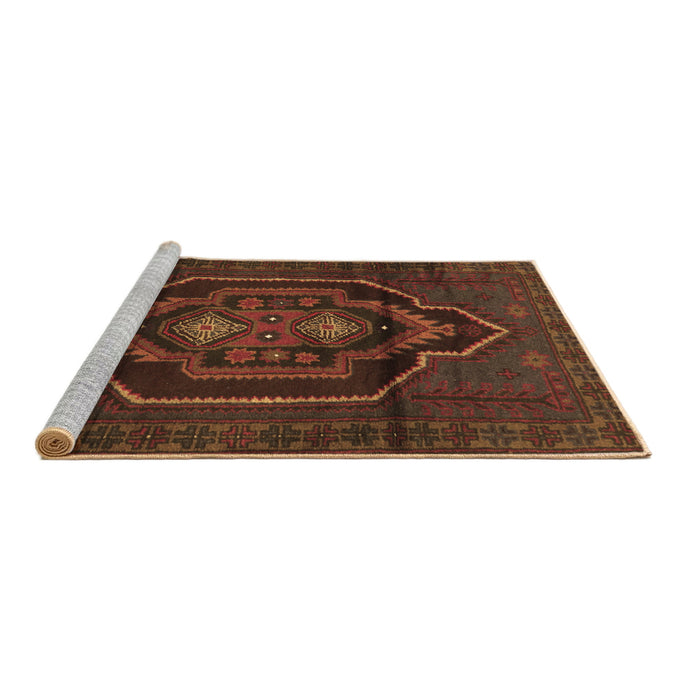 Sideview of Machine Washable Persian Brown Traditional Rug, wshtr1528brn
