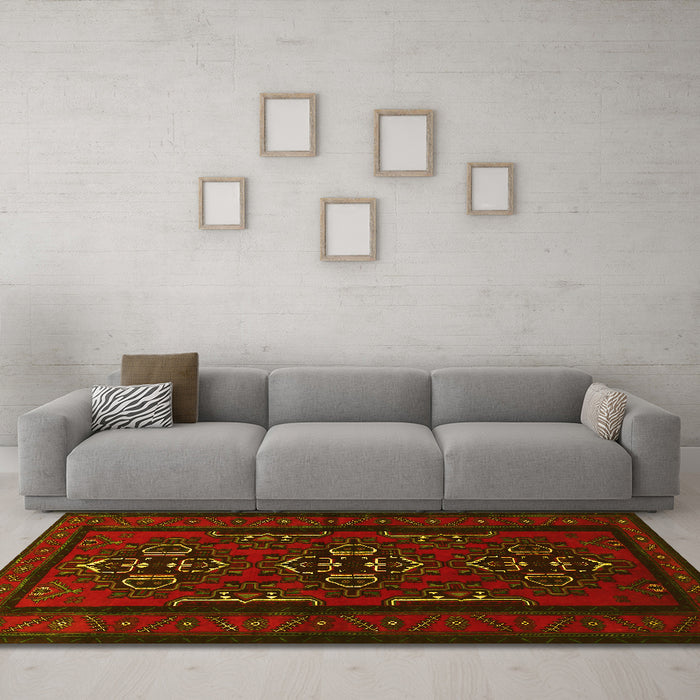 Machine Washable Persian Yellow Traditional Rug in a Living Room, wshtr1529yw