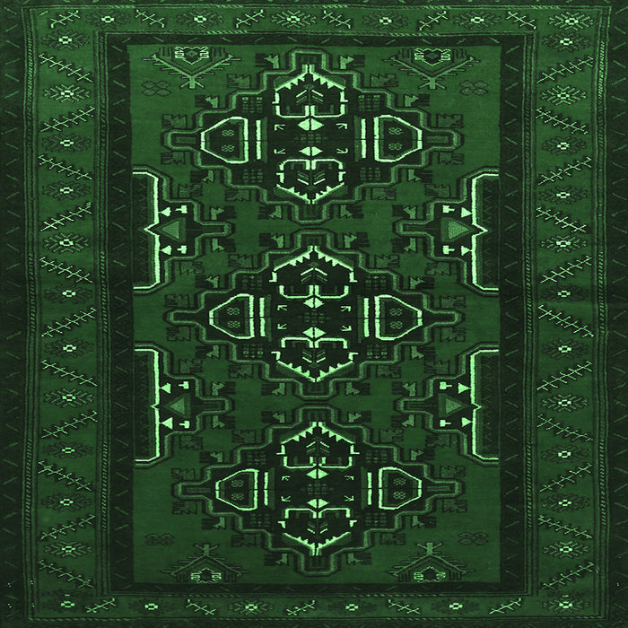 Square Machine Washable Persian Emerald Green Traditional Area Rugs, wshtr1529emgrn