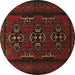 Round Persian Brown Traditional Rug, tr1529brn