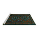 Sideview of Machine Washable Persian Turquoise Traditional Area Rugs, wshtr1529turq