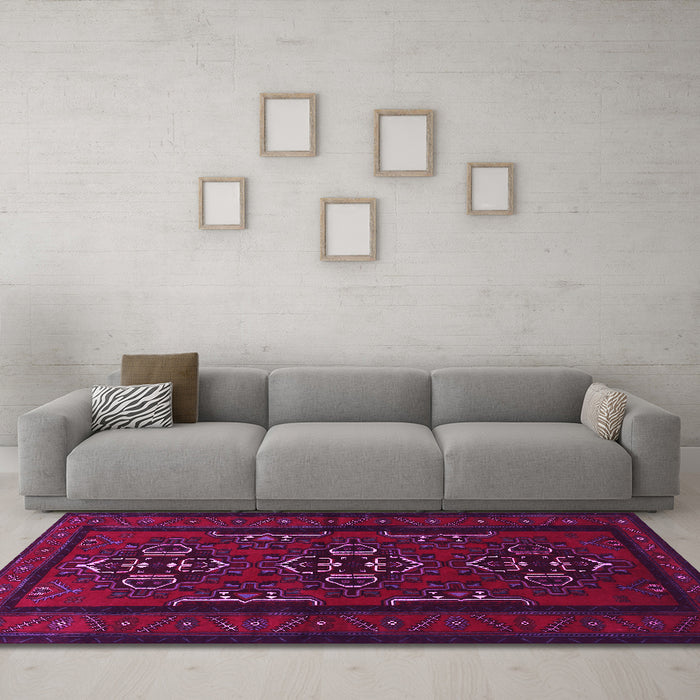 Machine Washable Persian Pink Traditional Rug in a Living Room, wshtr1529pnk