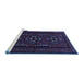 Sideview of Machine Washable Persian Blue Traditional Rug, wshtr1529blu