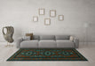 Machine Washable Persian Turquoise Traditional Area Rugs in a Living Room,, wshtr1529turq