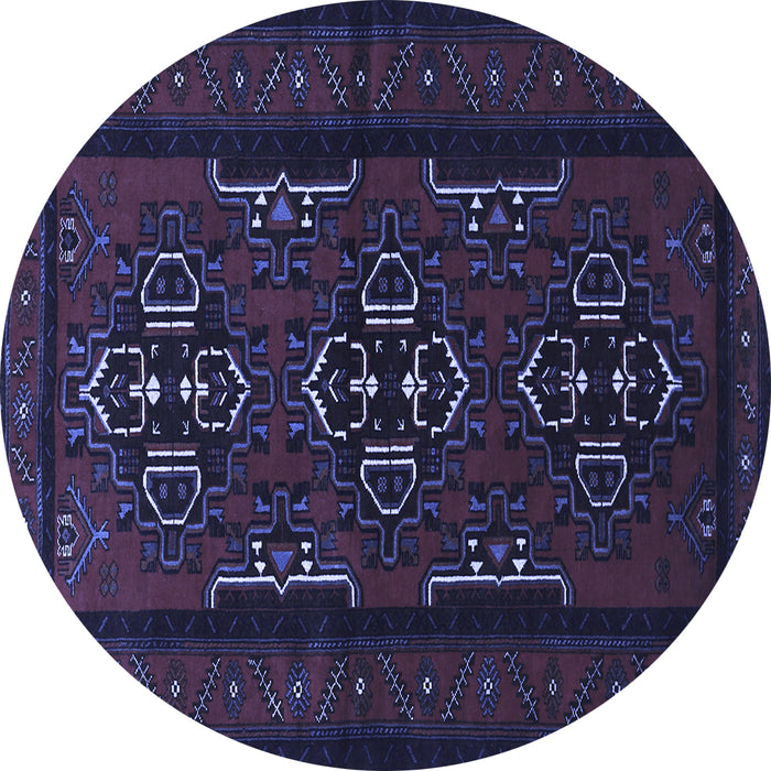 Round Machine Washable Persian Blue Traditional Rug, wshtr1529blu