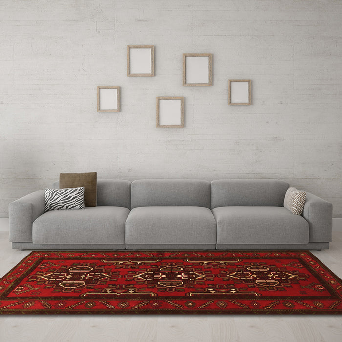 Machine Washable Persian Orange Traditional Area Rugs in a Living Room, wshtr1529org
