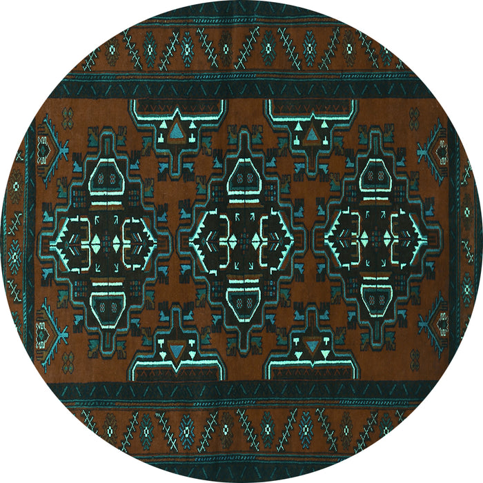 Round Persian Turquoise Traditional Rug, tr1529turq