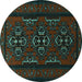Round Persian Turquoise Traditional Rug, tr1529turq