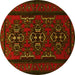 Round Persian Yellow Traditional Rug, tr1529yw