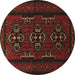 Round Machine Washable Persian Brown Traditional Rug, wshtr1529brn