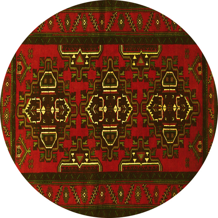 Round Machine Washable Persian Yellow Traditional Rug, wshtr1529yw