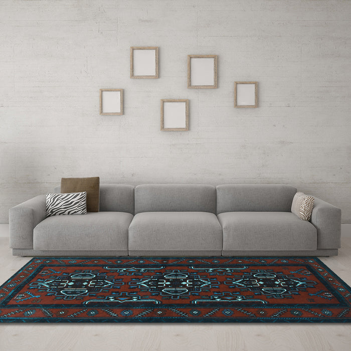 Machine Washable Persian Light Blue Traditional Rug in a Living Room, wshtr1529lblu