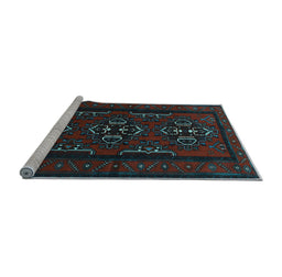 Sideview of Machine Washable Persian Light Blue Traditional Rug, wshtr1529lblu
