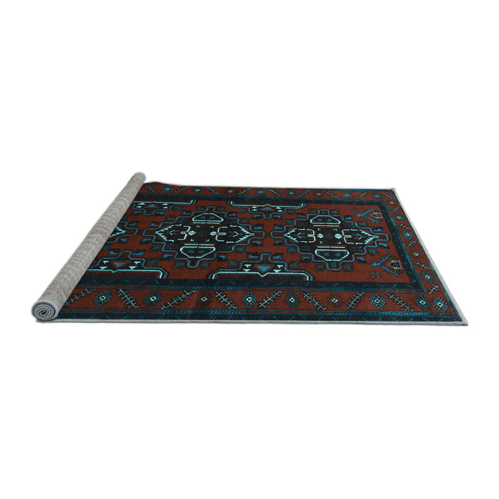 Sideview of Machine Washable Persian Light Blue Traditional Rug, wshtr1529lblu