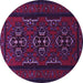 Round Machine Washable Persian Purple Traditional Area Rugs, wshtr1529pur