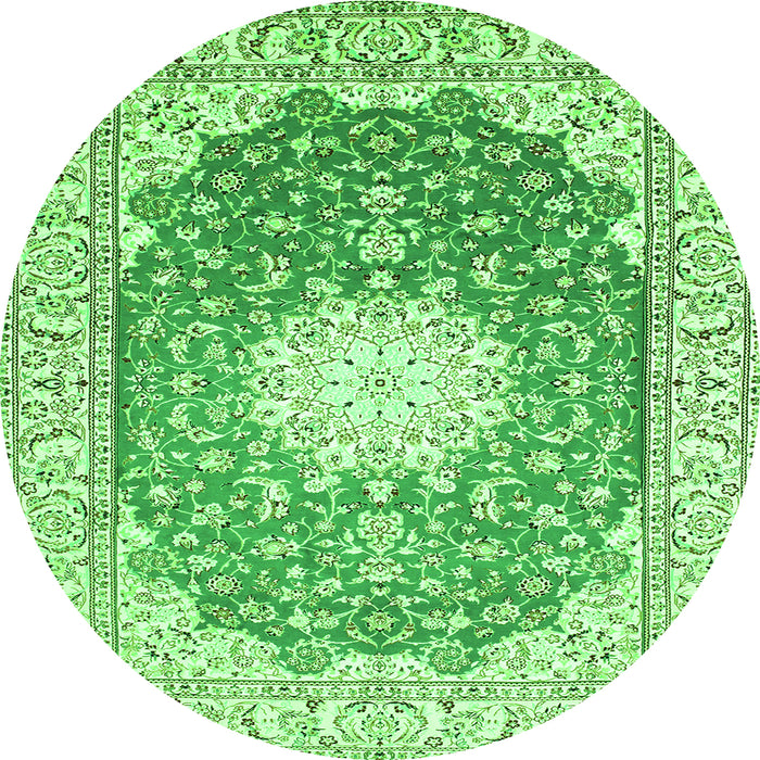 Square Medallion Green Traditional Rug, tr152grn