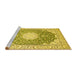 Sideview of Machine Washable Medallion Yellow Traditional Rug, wshtr152yw