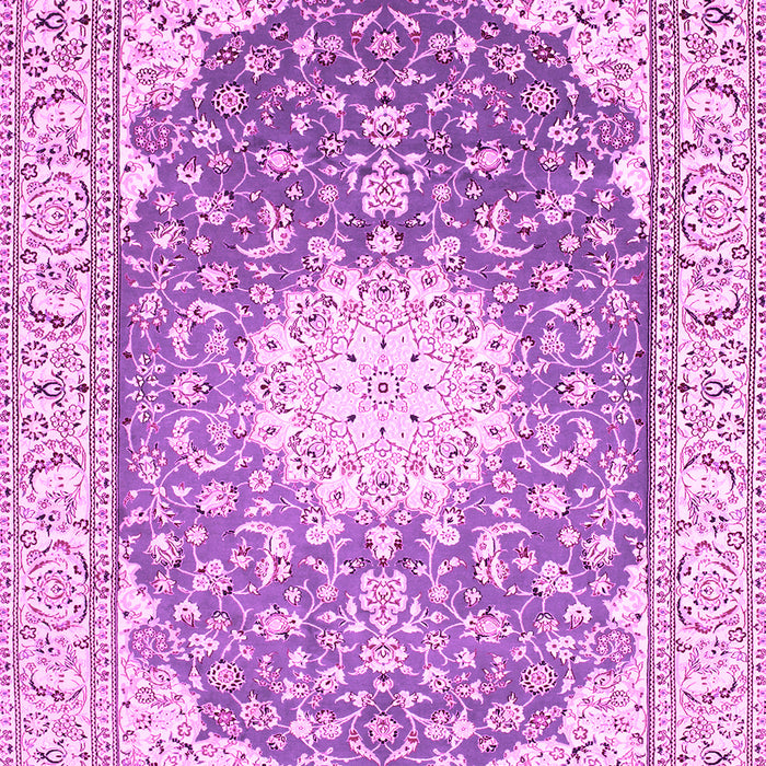 Machine Washable Medallion Pink Traditional Rug, wshtr152pnk