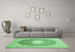 Machine Washable Medallion Emerald Green Traditional Area Rugs in a Living Room,, wshtr152emgrn