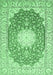 Machine Washable Medallion Emerald Green Traditional Area Rugs, wshtr152emgrn