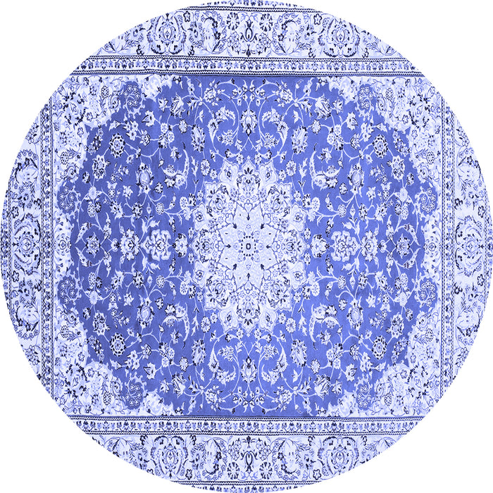 Round Medallion Blue Traditional Rug, tr152blu