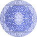 Round Medallion Blue Traditional Rug, tr152blu