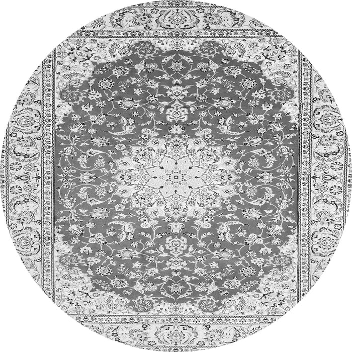 Machine Washable Medallion Gray Traditional Rug, wshtr152gry