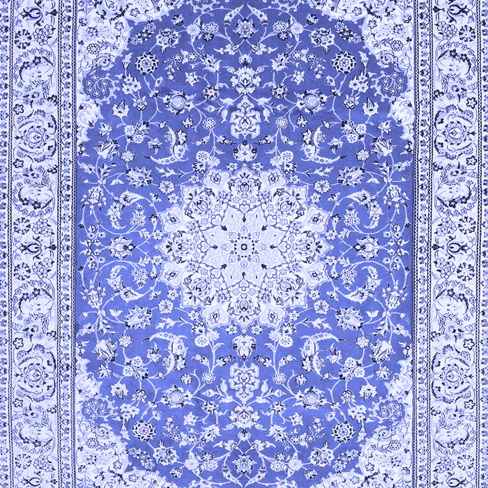 Machine Washable Medallion Blue Traditional Rug, wshtr152blu