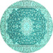 Round Medallion Turquoise Traditional Rug, tr152turq