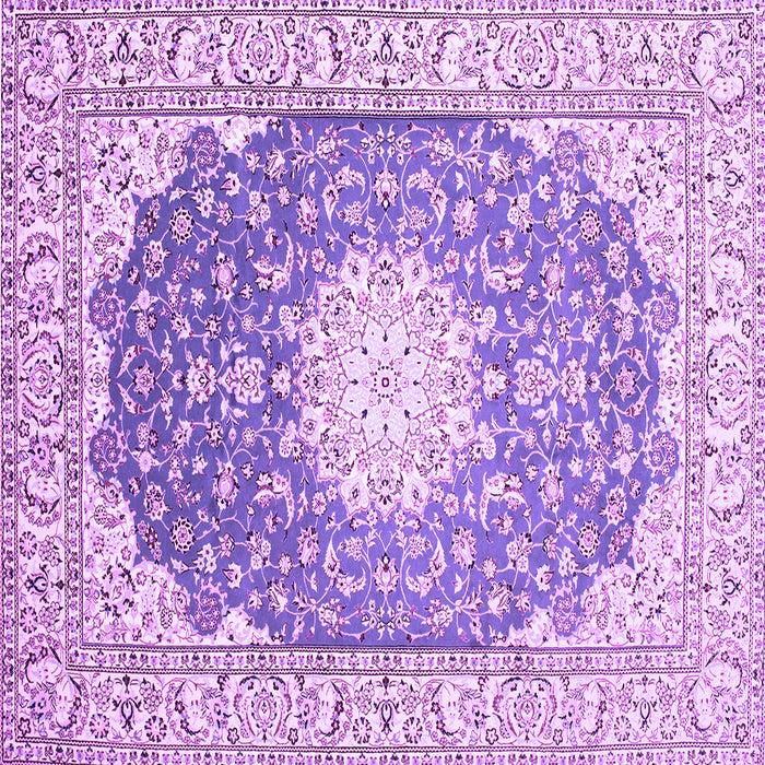 Square Machine Washable Medallion Purple Traditional Area Rugs, wshtr152pur