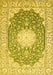 Machine Washable Medallion Yellow Traditional Rug, wshtr152yw