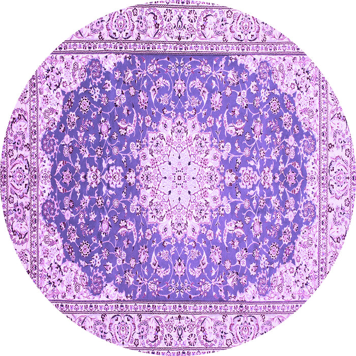Round Medallion Purple Traditional Rug, tr152pur