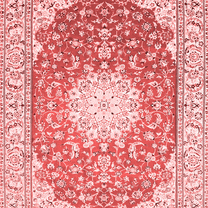 Machine Washable Medallion Red Traditional Rug, wshtr152red