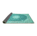 Sideview of Medallion Turquoise Traditional Rug, tr152turq