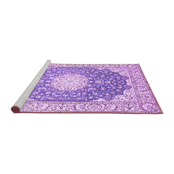 Sideview of Machine Washable Medallion Purple Traditional Area Rugs, wshtr152pur