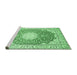 Sideview of Machine Washable Medallion Emerald Green Traditional Area Rugs, wshtr152emgrn