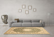 Machine Washable Medallion Brown Traditional Rug in a Living Room,, wshtr152brn