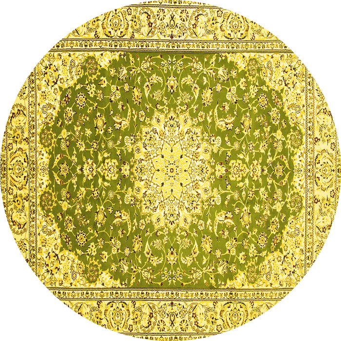 Round Medallion Yellow Traditional Rug, tr152yw
