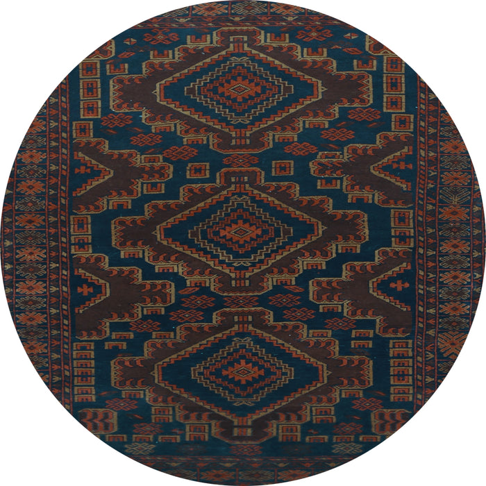 Round Persian Light Blue Traditional Rug, tr1530lblu