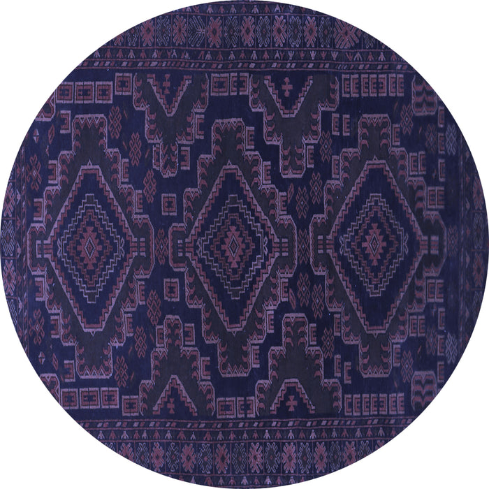 Round Persian Blue Traditional Rug, tr1530blu