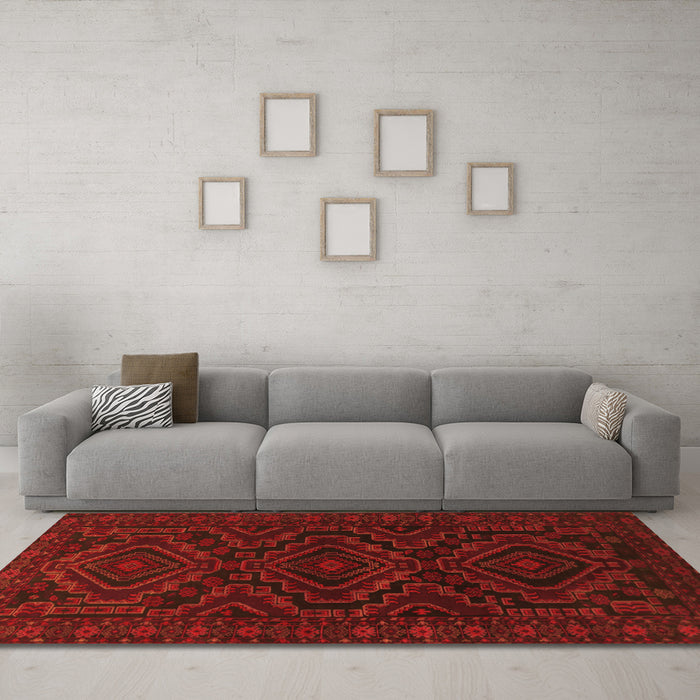 Machine Washable Persian Orange Traditional Area Rugs in a Living Room, wshtr1530org