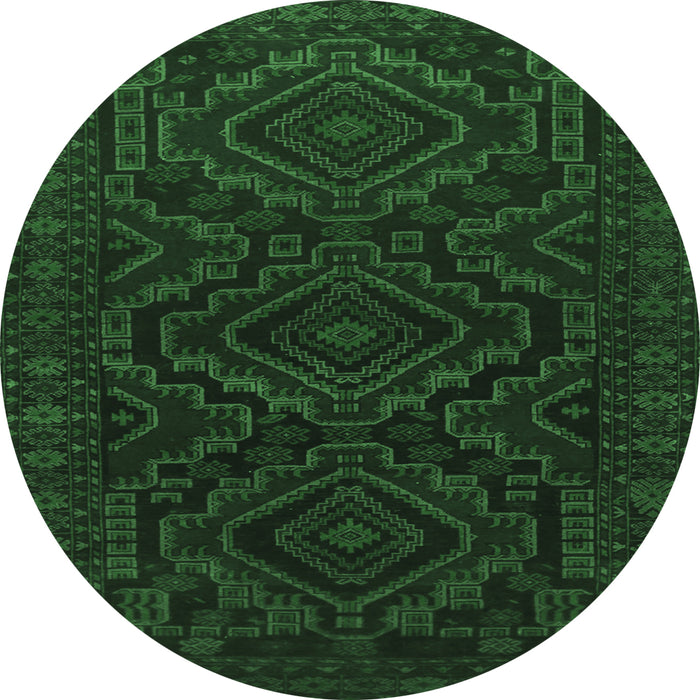 Round Machine Washable Persian Emerald Green Traditional Area Rugs, wshtr1530emgrn