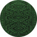 Round Machine Washable Persian Emerald Green Traditional Area Rugs, wshtr1530emgrn