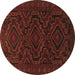 Round Persian Brown Traditional Rug, tr1530brn